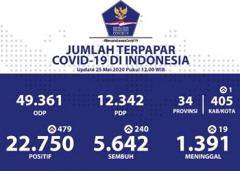 Update Covid19 Nasional (25/5/2020) : Hari Kedua Lebaran, Pasien Sembuh Bertambah 240 Orang