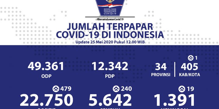 Update Covid19 Nasional (25/5/2020) : Hari Kedua Lebaran, Pasien Sembuh Bertambah 240 Orang
