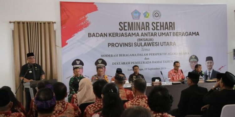 Pj Walikota Kotamobagu Hadiri Seminar BKSAU dan Deklarasi Pilkada Damai 2024