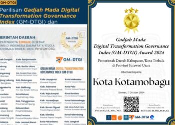 Terbaik se-Sulut Transformasi Digital, Pemkot Kotamobagu Raih GM-DTGI Award 2024