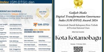Terbaik se-Sulut Transformasi Digital, Pemkot Kotamobagu Raih GM-DTGI Award 2024
