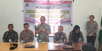 Polres Kotamobagu Bekali Ilmu Bela Diri ke Anggota Linmas