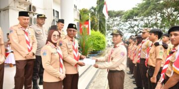 Didampingi Ketua TP-PKK Rosita Pobela, Bupati Boltim Lepas Peserta Peran Saka Nasional 2025