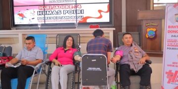 Kapolres Kotamobagu Pantau Langsung Baksos Donor Darah di Momen HUT ke-74 Humas Polri