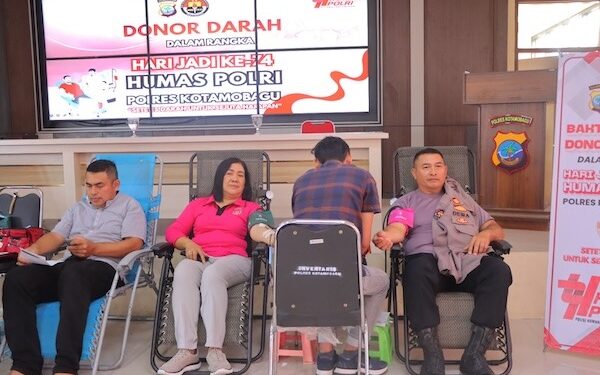 Kapolres Kotamobagu Pantau Langsung Baksos Donor Darah di Momen HUT ke-74 Humas Polri