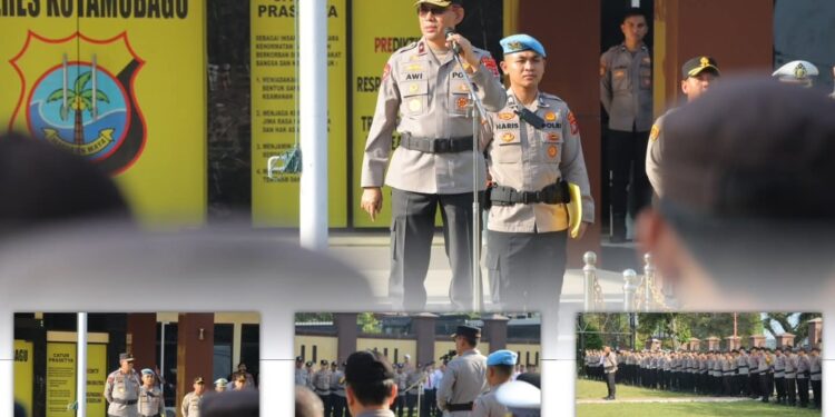 Disambut AKBP Irwanto, Wakapolda Sulut Pimpin Apel Pagi di Mapolres Kotamobagu