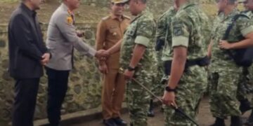 Kapolres Kotamobagu Sambut Kunker Pangdam Merdeka di Markas Yonif TP 868/BS