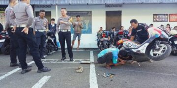Satlantas Kotamobagu Tancap Gas, Puluhan Motor Knalpot Brong Langsung Dipotong di Tempat