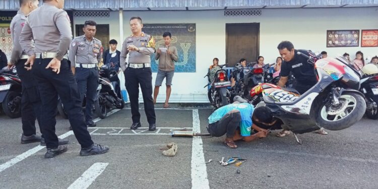 Satlantas Kotamobagu Tancap Gas, Puluhan Motor Knalpot Brong Langsung Dipotong di Tempat